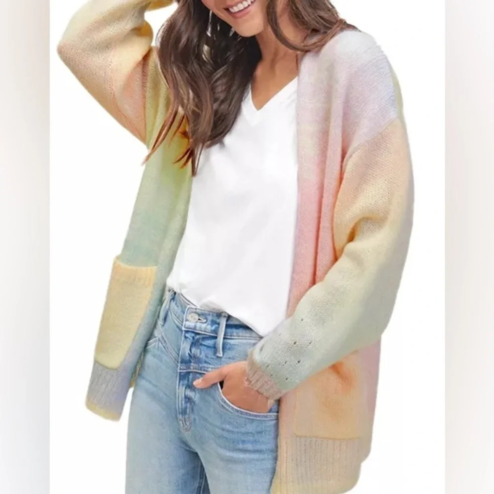 Splendid Eloise Rainbow Open Front Cardigan Pastel
